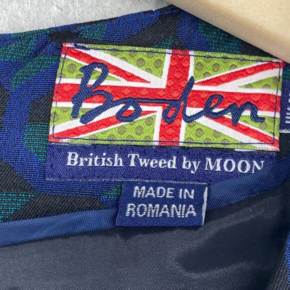 BODEN Dress 2 British Tweed by MOON Sheath Geometric Panel Sleeveless Blue - Picture 5 of 14